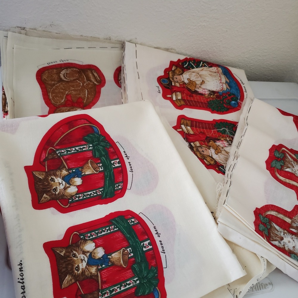 Vintage Cranston Print Works Christmas Fabric Panels Nostalgia Collection DIY